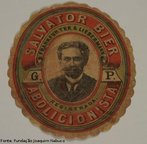 Rtulo de cerveja brasileira que homenageava o abolicionista Joaquim Nabuco. <br></br> Palavras-chave: relaes de poder, relaes culturais, intelectualidade brasileira.