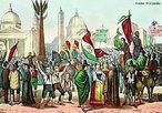 Proclamação da república romana, litografia de 1849.<br><br/> Palavras-chave: relações de poder, relações culturais, Europa, Roma.