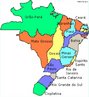 Mapa da divisão administrativa do Brasil um ano após a nossa independência. Nesta época o atual Uruguai era uma província brasileira, chamada de Província Cisplatina. No ano de 1825 a Cisplatina se tornaria independente e se tornaria o Uruguai. <br><br/> Palavras-chave: Província Cisplatina, Uruguai, mapa, independência.